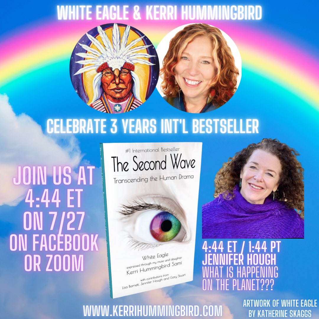 Today! Wednesday July 27! Join us Live at Kerri Hummingbird Sami on FB starting at 4:44pm ET with Jennifer Hough! <a href="/juicyawakenings/">Jennifer Hough</a> 
Or join the Zoom…register at website!

If you love the artwork of White Eagle, check out Katherine Skaggs ❤️ <a href="/KatherineSkaggs/">Katherine Skaggs</a>
