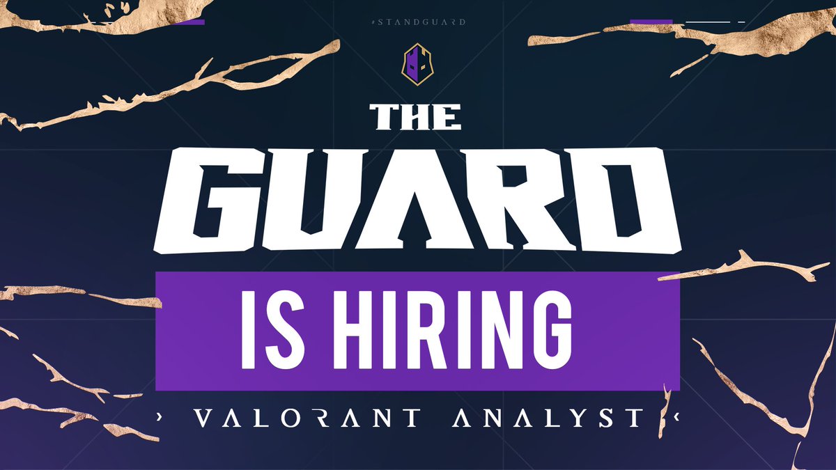 Come join us as an Analyst for our VALORANT team!

We're looking for someone who can help improve strategy, develop players, and provide a competitive edge.

Apply now: bit.ly/TheGuardAnalyst

#StandGuard