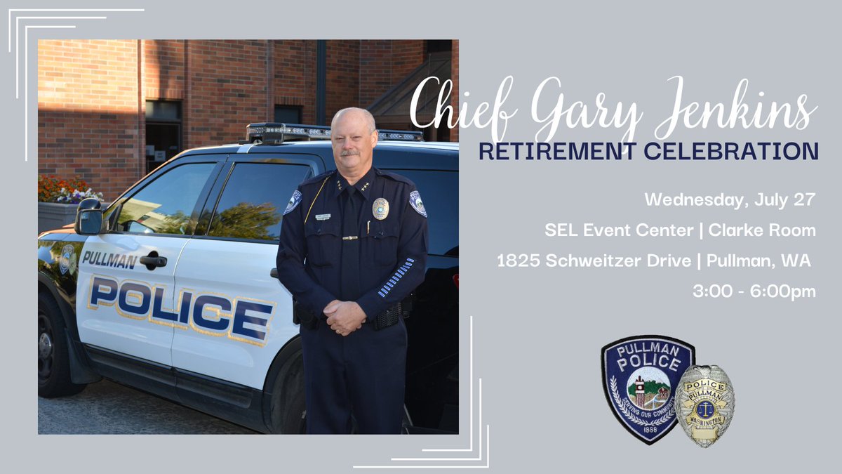 PullmanPolice's tweet photo. Today is the day! We look forward to seeing you at this afternoon's reception. #PullmanProud #MyPD https://t.co/dsFqAo16hh