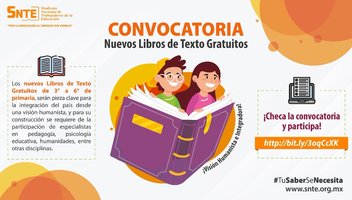 SNTE9CDMX's tweet photo. #TuSaberSeNecesita 👩‍🏫📒👨‍🏫

👉Si eres maestr@ de primaria: Entérate👆 regístrate👆 participa👆 sumando contenidos a los Libros de Texto Gratuitos: 3º a 6º grado 📖 #TuSaberSeNecesita 💡 como docente activo 👩‍🦰 o jubilado 🧓 del #SNTE 

CONVOCATORIA https://t.co/5E6gh6esZt 📜 https://t.co/je5TwNcP4L