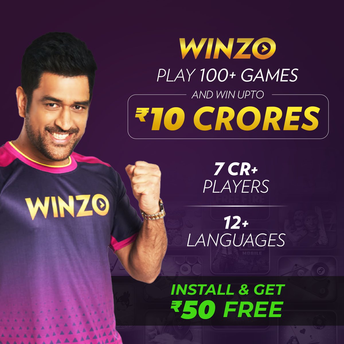 Join me on WinZO and play 70+ games. Bharat ka Apna Game. Download WinZO from this link: winzo.onelink.me/gu8K/b5693c88 to claim your bumper cash bonus! Earn up to Rs. 550 per referral! Get Rs. 50 on Download Free