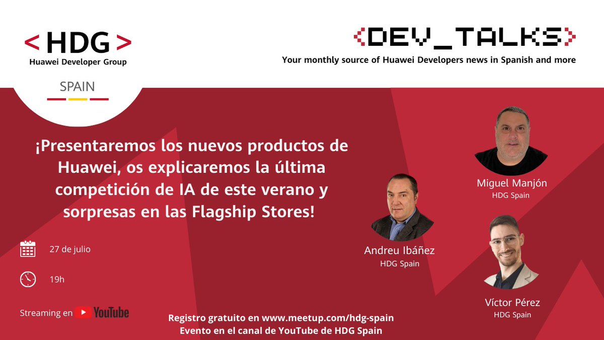 En menos de media hora, a las 19:00, estaré con algunos de los compañeros de la comunidad de Huawei Spain <a href="/HdgSpain/">HDG Spain</a> comentando sus muchas novedades de hardware y software presentadas hoy, en directo  junto a otros invitados en youtube.com/watch?v=bPeFr6…
