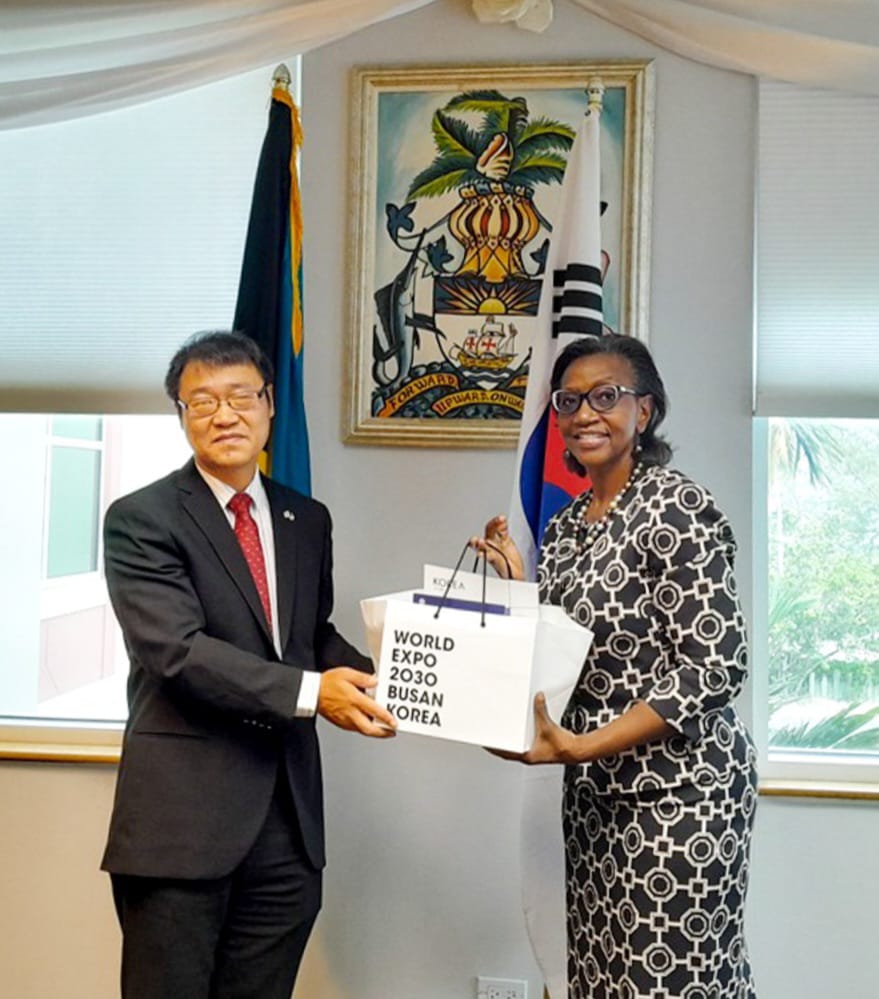First Secretary of the Embassy of South Korea in Santo Domingo, Mr. Yoon Jaeho, paid a courtesy call on behalf of the South Korean Government to express intentions for expanded in friendly relations with the The Bahamas.