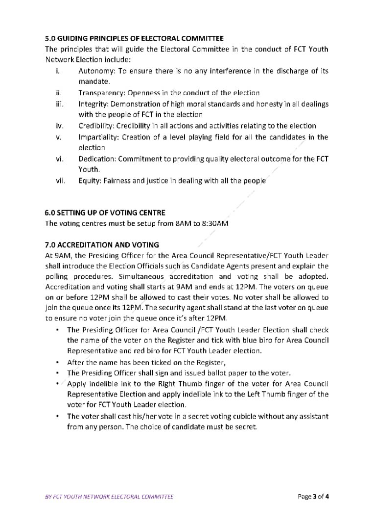fctyouthnetwork's tweet photo. Find below our election manual containing critical information on eligible voters, their expected conduct and the terms and conditions.

We welcome observers and are looking forward to a smooth and memorable event. 

FCT-YN _ Youths get it done!

2/2 https://t.co/8Bs9EAD4VJ