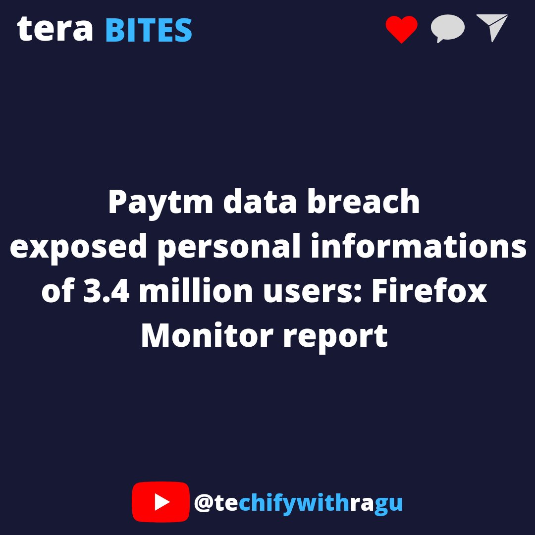 TechifywithRagu's tweet image. Paytm&apos;s Data Breach!
@Paytm 

#terabites #Paytm #technews #YouTube