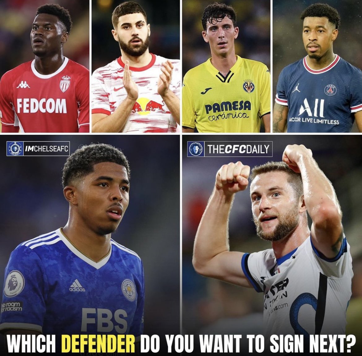 FrankKhalidUK's tweet image. Which defender would you want Chelsea to sign?