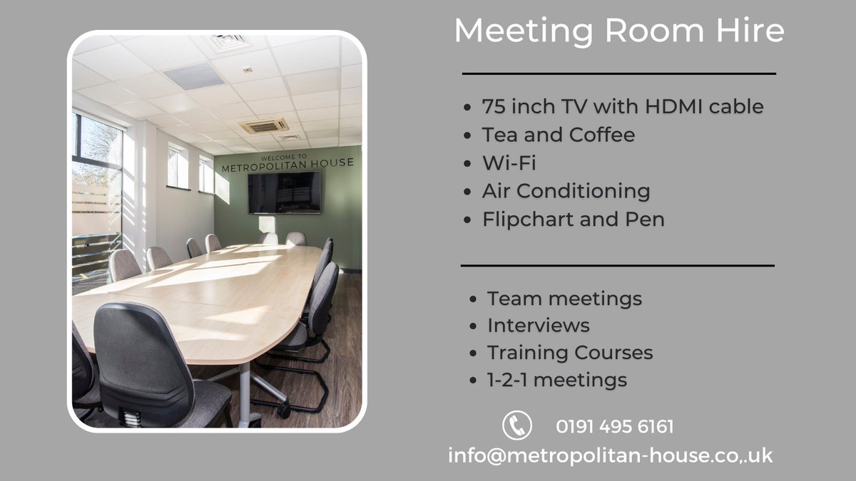 Looking for meeting space?

Contact us today to check availability or visit the link below to book directly!
metropolitan-house.co.uk/booking/