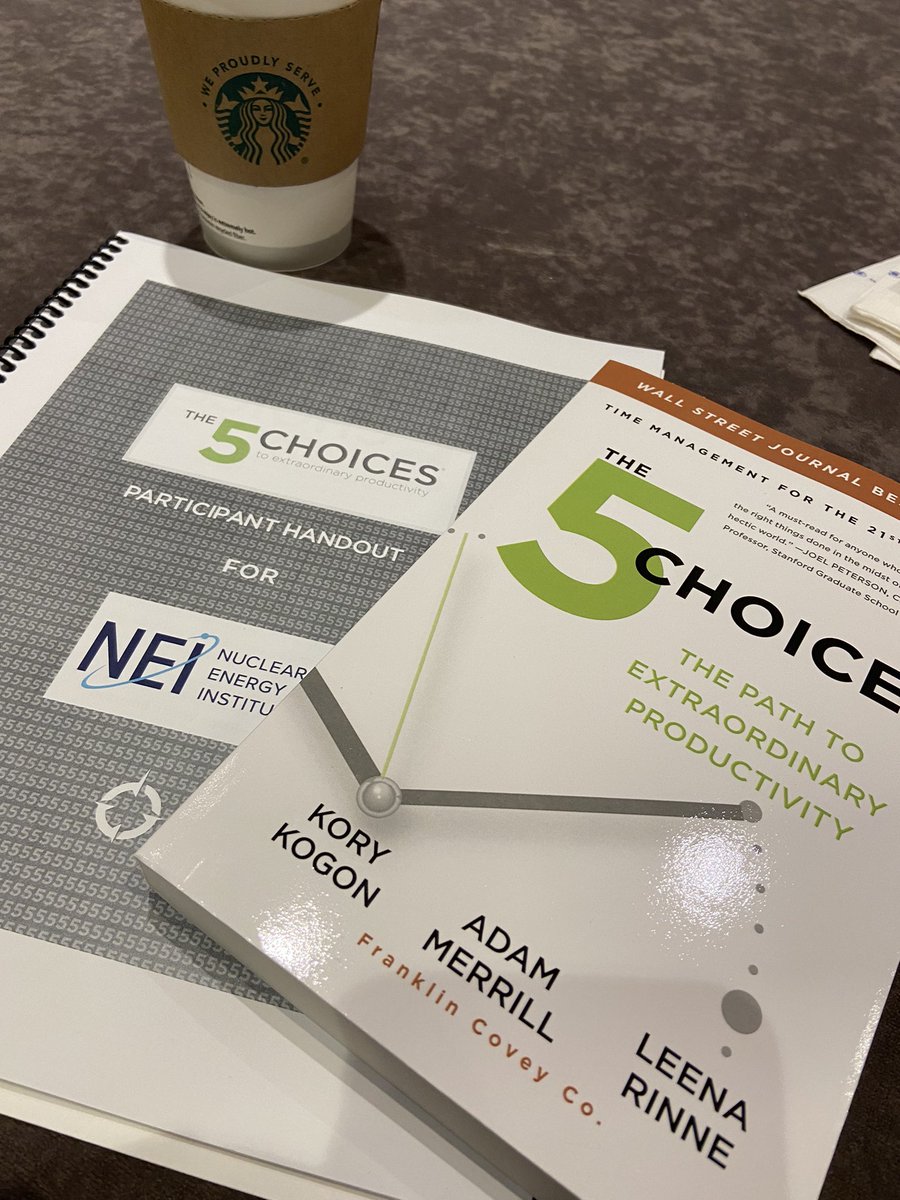I’ve got my coffee and I’m ready to learn! ‘5 Choices; The Path to Extraordinary Productivity’.  #USWIN2022 <a href="/WomenInNuclear/">U.S. WIN</a> #ProfessionalDevelopment