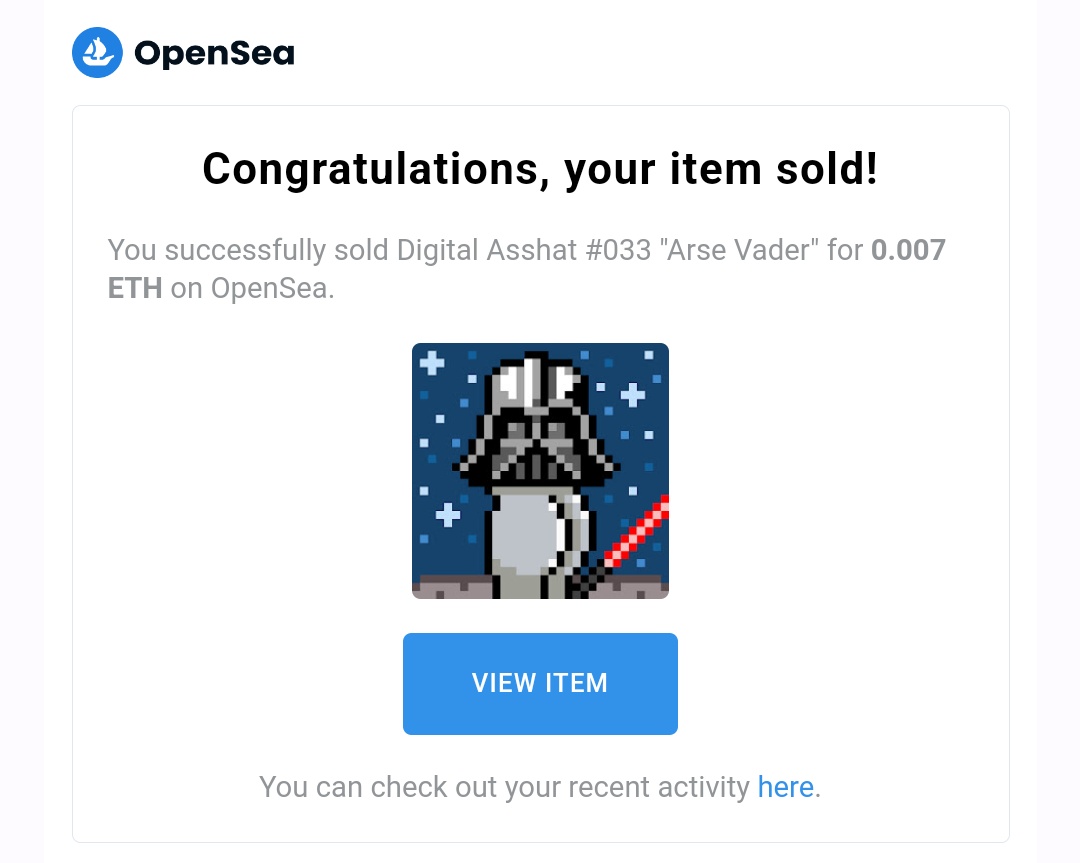 Digital Asshats (@digitalasshats) on Twitter photo Digital Asshat 033 "Arse Vader" has been sold to <a href="/Capitalistpigs3/">☪️apitalistPig</a>! Thank you my dear & loyal collector, for purchasing your 5th Digital Asshat NFT! #NFTsales #NFTCommunity #openseanfts Digital Asshat 033 "Arse Vader" has been sold to <a href="/Capitalistpigs3/">☪️apitalistPig</a>! Thank you my dear & loyal collector, for purchasing your 5th Digital Asshat NFT! #NFTsales #NFTCommunity #openseanfts