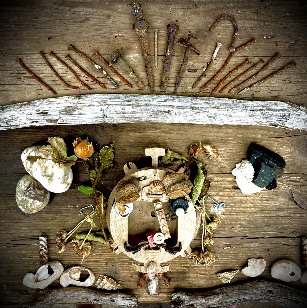 BadgerJellyfish's tweet photo. All that is left 
🦡🐙🎨🌱🖤🤍🐚🔩🌰🪵
#badgerjellyfish #allthatisleft

#theoutback #leftoverart #junkart 
#seed #charcoal #chalk #pebbles #seashells #rustynails #hazel #hazelnut #driftwood #lego #love https://t.co/RcPonHguxm