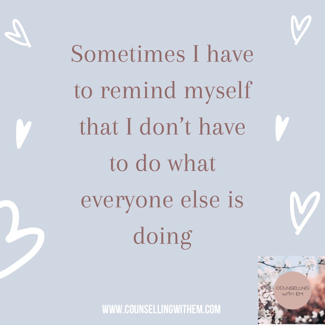counselling_em's tweet photo. Let’s remind ourselves that we don’t have to do what everyone else is doing💜
#reminder #selfreminder #process #ownprocess #growth #healingjourney #owntime #mypace #pace #authentic #authenticself #trustmyself #trusttheprocess #belief #selfbelief #confidence #beyourself https://t.co/Gcn6Aod6eh