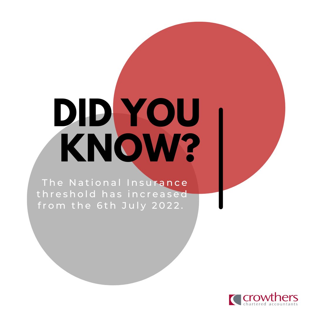 From the 6th July 2022, the National Insurance Thresholds are increasing. This means that employees will be paying less National Insurance on their earnings. 

So you may see a little more in your pay packet this week compared to last month 😌

#personalapproach #accountants
