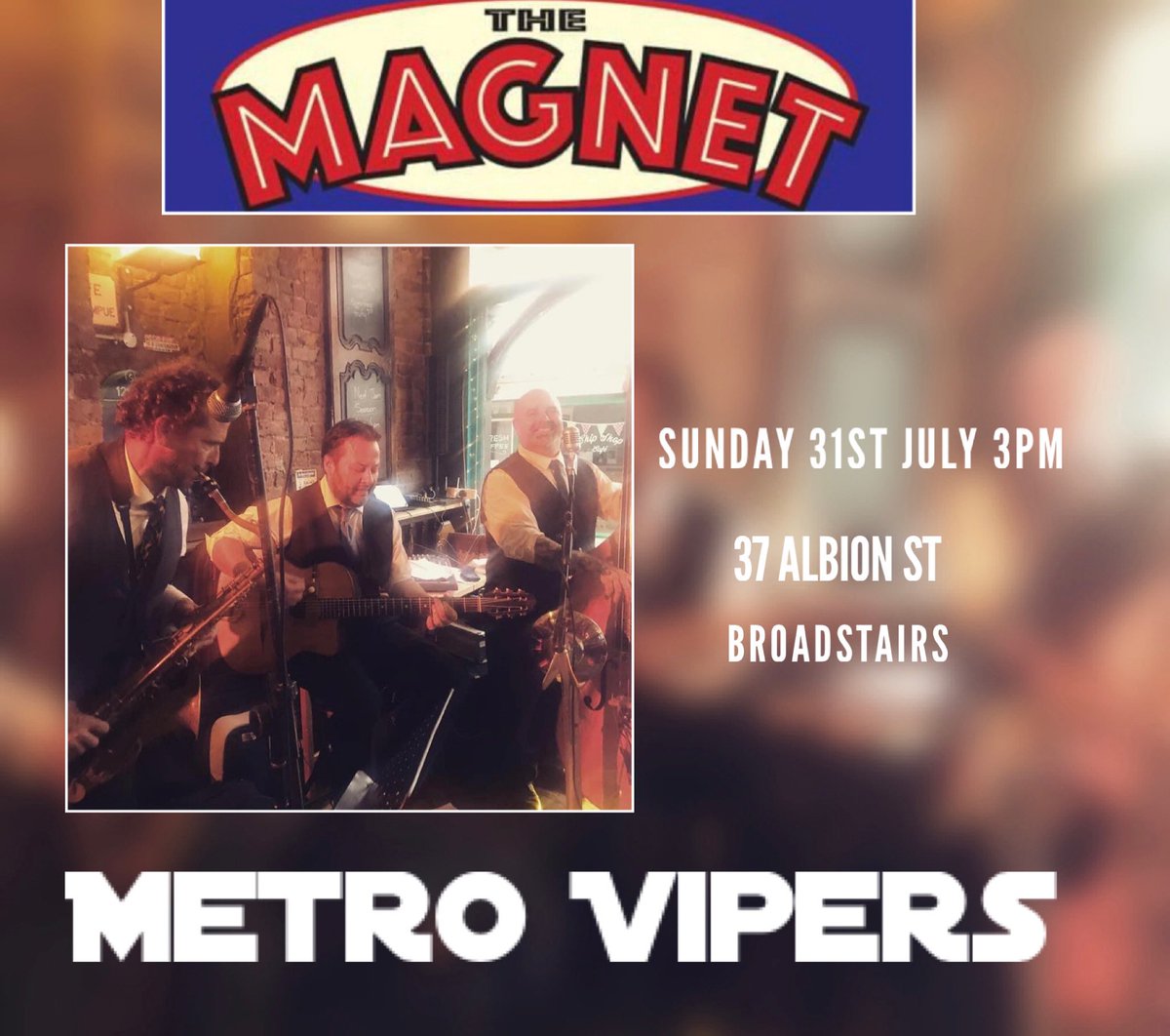 This Sunday 31st July at @Themagnetmicro1 in #Broadstairs from 3pm, we’ll be playing tunes that some of you may recognise but wish you hadn’t. #gypsyswing #rocknroll #gypsyjazz #swingjazz #kent #acousticguitar #doublebass #clarinet #saxophone #vocalharmony #broadstairskent