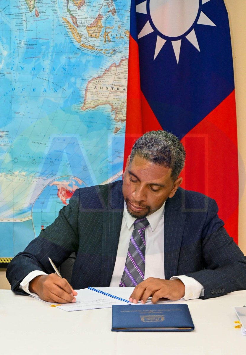 Minister of Finance Hon Camillo Gonsalves signing the loan agreement of US$62 million dollars from the Export-Import (EXIM) Bank of Taiwan to support our Kingstown Port Modernization Project. Taiwan continues to be a reliable partner in our quest for sustainable development.