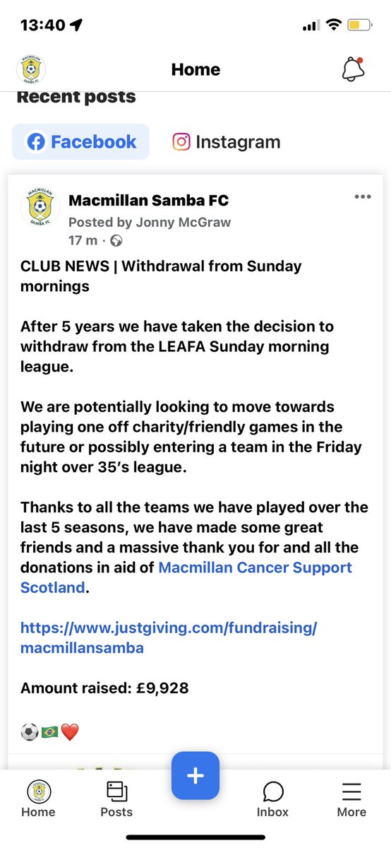 MacmilanSambaFC's tweet image. CLUB NEWS | Withdrawal from Sunday mornings

After 5 years we have taken the decision to withdraw from the @LeafaOfficial Sunday morning league.

Full post below…

justgiving.com/fundraising/ma…

Amount raised: £9,928

⚽️🇧🇷❤️