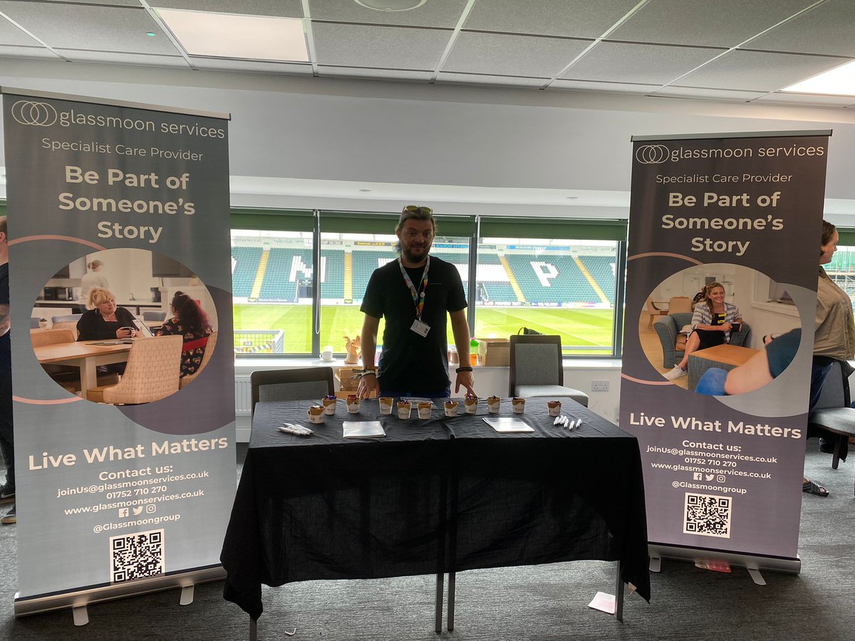We are at <a href="/TheJobFairs/">Job Fairs by The Bridge</a>  #Plymouth event today 🫶🏼 with some of our Glassmoon Services team. Come and say hi 👋🏼 and learn about the work we do. We even have some edible cups and take-away gifts ☺️. 

Learn more &amp; find out how to join our team 👉bit.ly/3vjHSH3