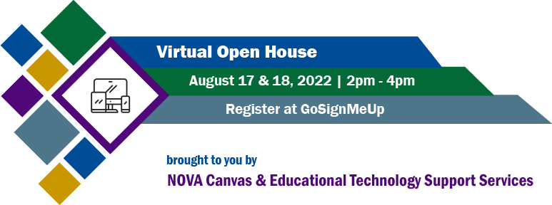 NOVA_CETSS's tweet photo. Register Now for the Fall 2022 Canvas and Educational Technology Support Services (CETSS) Open House. This 2 day virtual event will present special sessions on course design, Canvas LMS, Zoom, Accessibility, tech tips, and more to get you ready for the new semester. https://t.co/XsXfFxc0jp