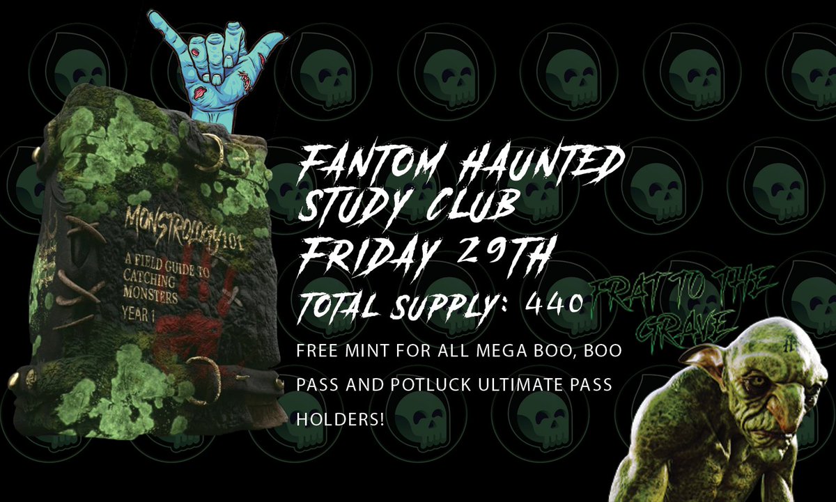 🚨FHSC - FANTOM HAUNTED STUDY CLUB GIVEAWAY🚨

🖤, RT &amp; @ 2 PEOPLE TO WIN A MYSTERY NFT!

📚DETAILS:
MINT DATE: FRIDAY 29th
ROUND 1: MEGA BOOS 22:00 BST
ROUND 2: MBs, BOOS &amp; PL 00:00 BST

WL has now been finalized!
Bring on mint day! 🫡
#FHSC #FHFC #FREEMINT #NFT