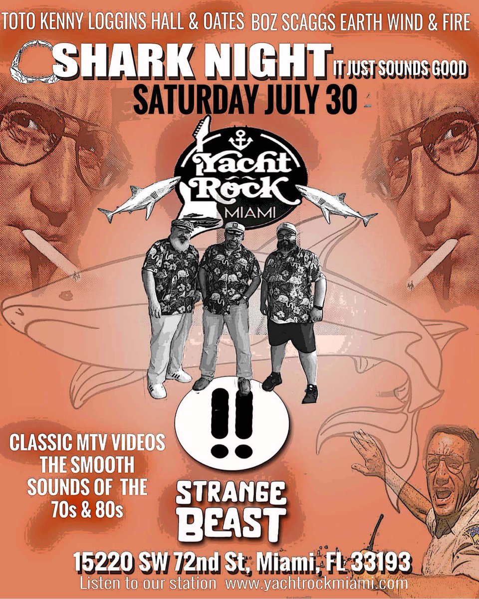 djluv305's tweet image. Catch @yachtrockmiami at Strange Beast Pizzeria and Beer this Saturday night July 30th at 8:30pm! Let’s sail away to the best smooth tunes of the 70s 80s and today!

#kendall #Miami #yachtrock #viejoteca