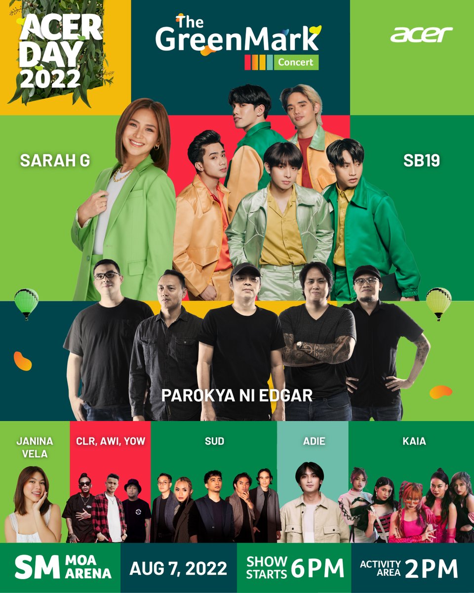 AcerPhils's tweet photo. We're hitting overdrive on Acer's biggest celebration of the year! 🎉 Sing, dance, and party with your favorite Acer Philippines ambassadors and musical acts as they make their green mark! https://t.co/yyu6H8jJ1C