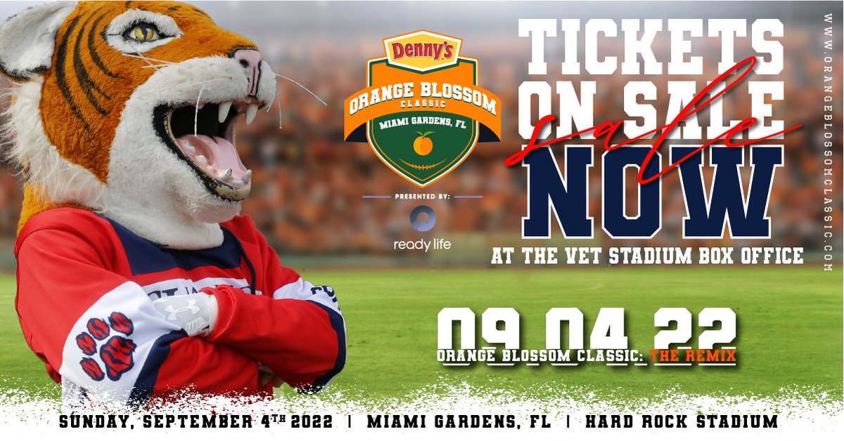 Tickets On Sale Now for the Denny's Orange Blossom Classic: THE REMIX 🍊🏈🔥

Click the link below to get yours!
ticketmaster.com/event/0D005B8A…

#orangeblossomclassic #lovefl
#obctheremix #collegefootball