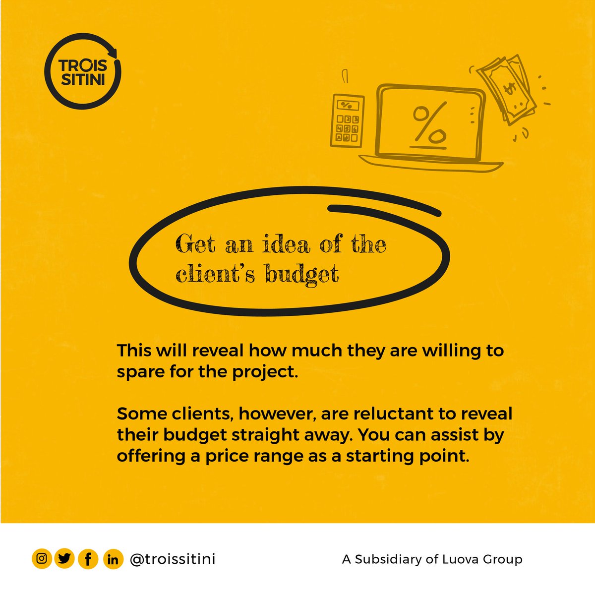 trois_sitini's tweet photo. Do you have difficulty justifying the cost of your service to prospective clients?
Follow these steps to help your clients see your value and pay you your worth.
#TroissitiniTactics #Troissitini #marketingagency #Abuja #Hermes https://t.co/1hMHkekGmn