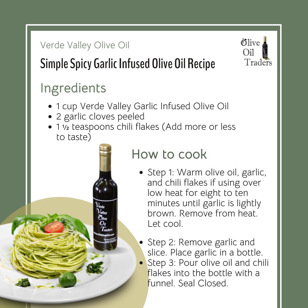 Simple Spicy Garlic Infused Olive Oil Recipe
vvoliveoil.com/product/garlic…
.
.
#oliveoil #verdevalleyoliveoil #verdevalley #cottonwood #jerome #fresholiveoil #recipe #garlicoliveoil