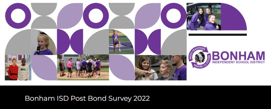 BonhamISD_'s tweet photo. #BonhamISD Bond Survey!

Please take a few minutes and complete a brief survey regarding the May 2022 BISD Bond Election; Bonham ISD appreciates your time and feedback!

https://t.co/XAcNXyvc7e
#ProudTraditionsShapingTheFuture https://t.co/iENm5MrRdk