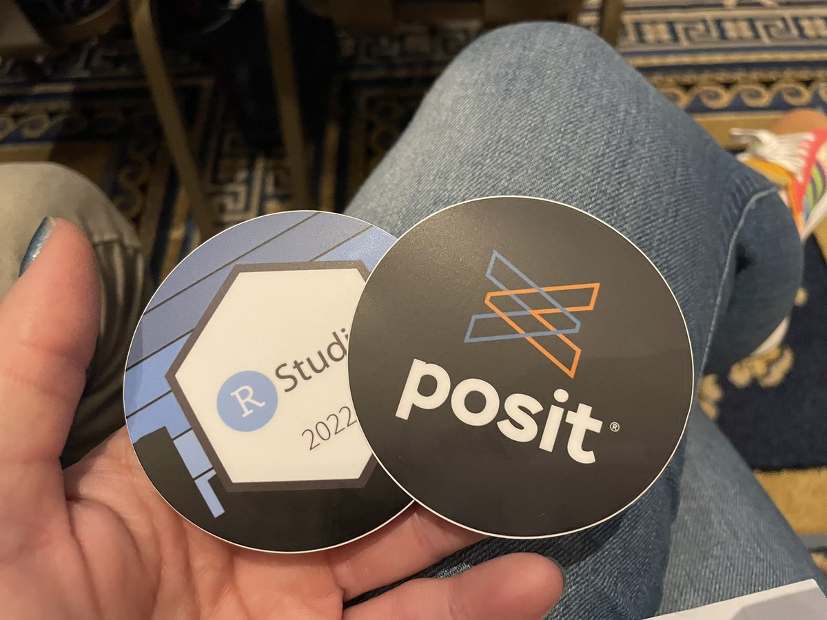 katie_press's tweet photo. We got secret stickers! #rstudioconf2022 #rstats https://t.co/yDi0evNbMQ
