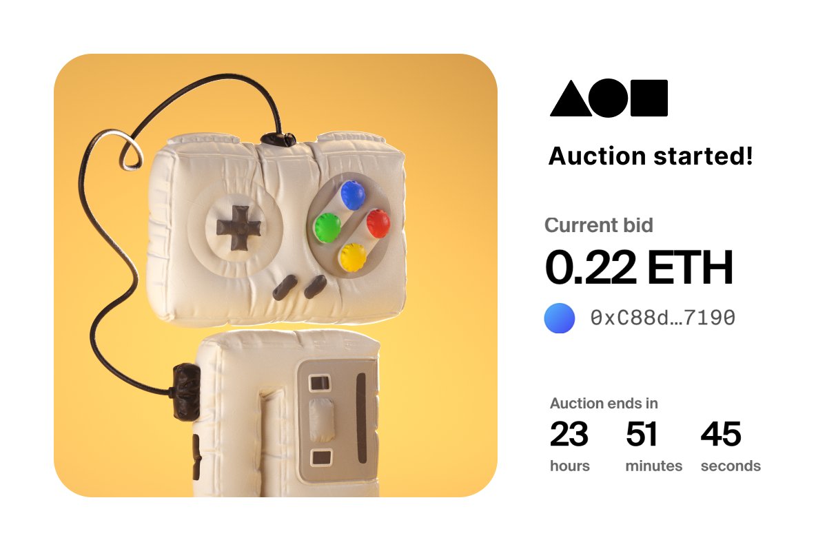 Auction started by incredible @ricelingETH 🔥🔥🔥 Thank you so much for your support bro! 

This is Dankbots family! ✊

⏰ 24 hours to go!

✨ Current bid: 0.22 $ETH