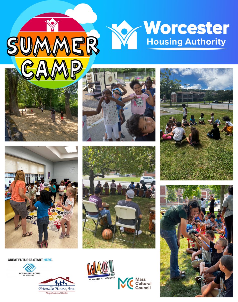WHAuthority's tweet photo. Summer camps are full of activities! โ๏ธ๐กโจ ๐๐โจ
๐Thank you to Boys & Girls Club of Worcester, Friendly House, and to @worcesterartscouncil @masscultural for funding our Kids Club Plus Summer Music Program๐ถ
#WHA #worcesterhousing #worcesterma
#WACFunded #PowerOfCulture https://t.co/VyUcHLg7rd