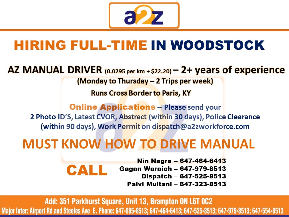 a2z_workforce13's tweet image. Hiring Full-time in Woodstock
AZ MANUAL DRIVER
2+ years of experience required
Monday - Thursday (2 Trips per week)
Must know how to drive manual
If interested please contact us.
#hiring #woodstock #manualdriver