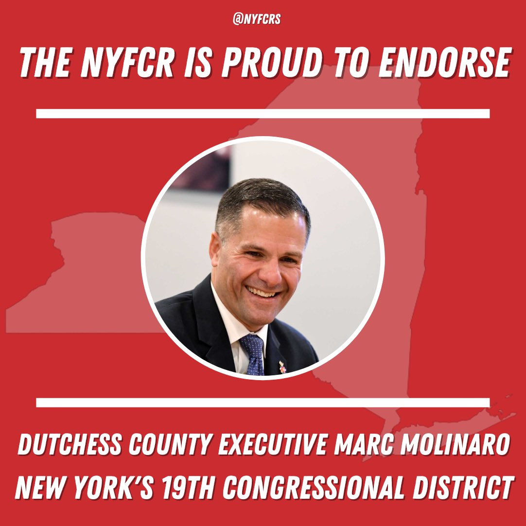 NYFCRs's tweet photo. The NYFCR is proud to endorse Dutchess County Executive Marc Molinaro (@marcmolinaro), who is running in the August 23rd special election to represent New York’s 19th congressional district. Marc is a tried &amp; true leader who has the right experience to represent NY19 in congress. https://t.co/2ETad2uAbn
