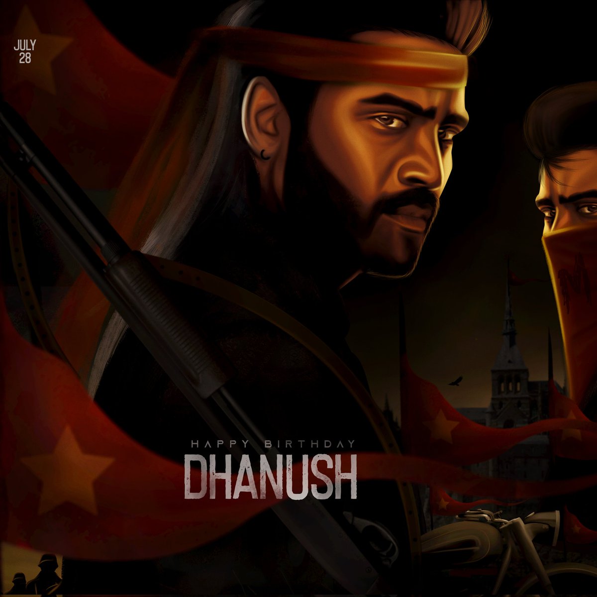 AlwaysJani's tweet photo. Excited &amp; elated to share the Global Star, ever Vibrant @dhanushkraja Sir's Birthday Common DP 🌟

#HappyBirthdayDhanush garu 💥

Design by @sundar1413 https://t.co/uJRCYqB4jT