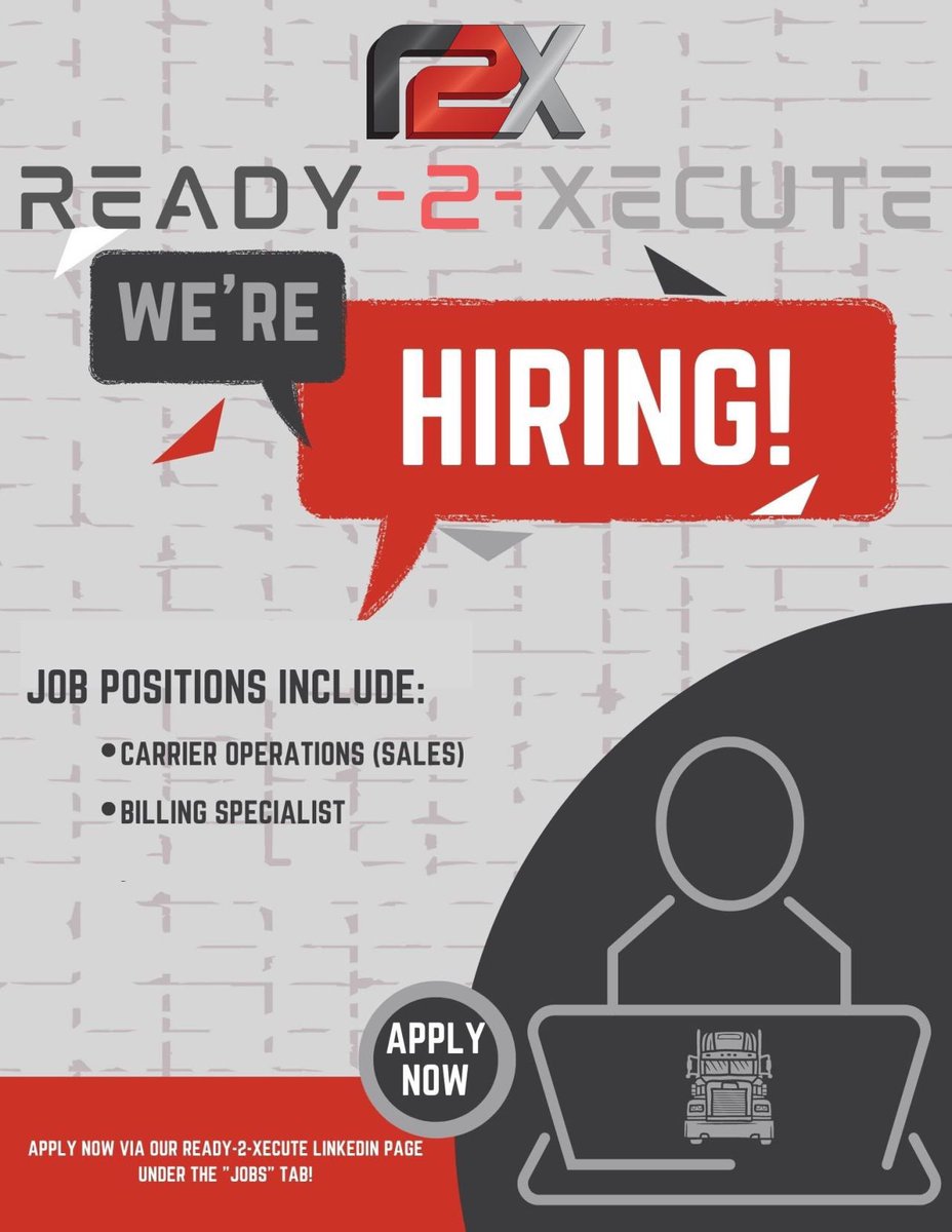 Apply today! #jointheteam 

#Ready2xecute #R2X #r2xindy #r2xindianapolis #indianapolis #hiringindy #freight #logistics #supplychain #broker #shipments