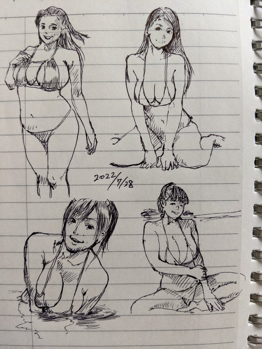 「水着 爆乳」で検索して出てきた写真を模写 カキカキ。 