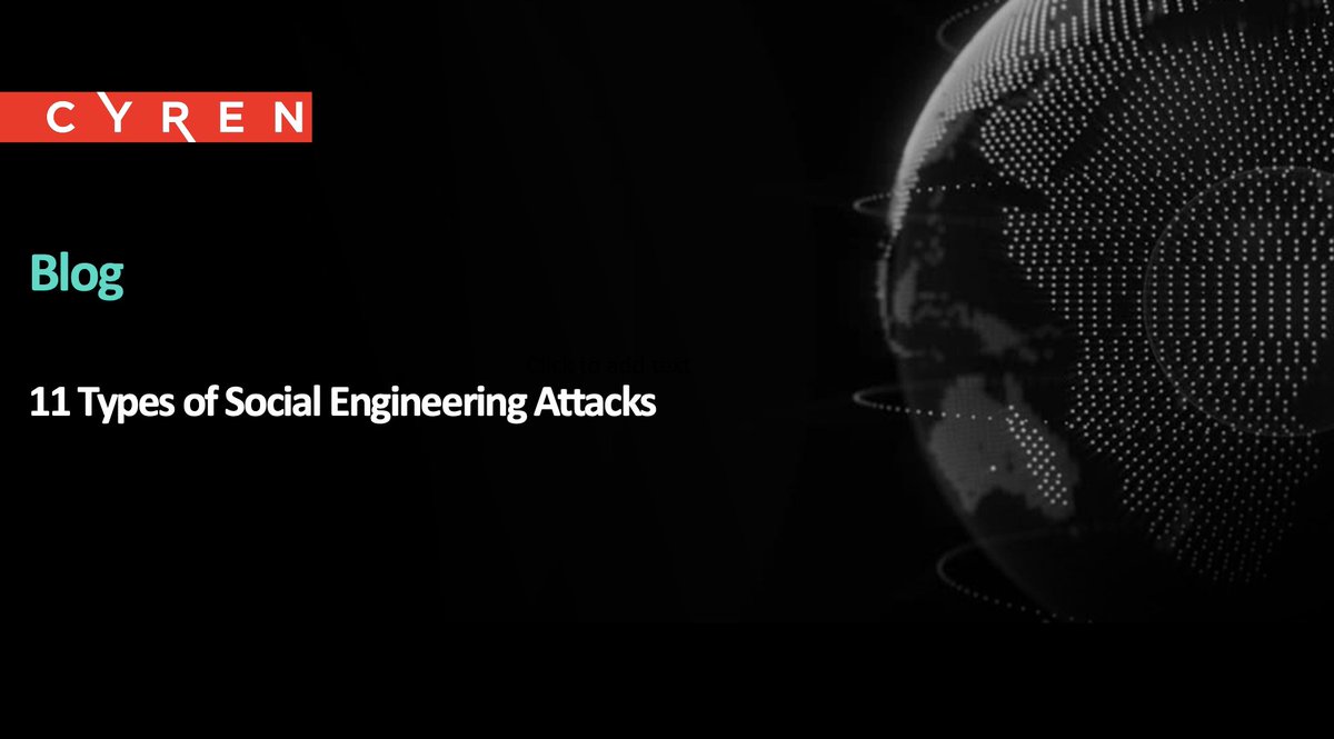 CyrenInc's tweet image. Read this blog to understand the different types of #socialengineering attacks: bit.ly/3BkXbTx 

#emailattacks #phishing #malware #ransomware #businessemailcompromise #accounttakeover
