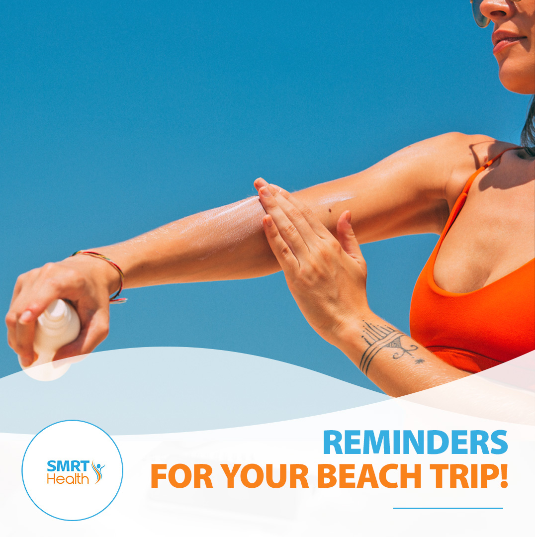 SMRT_Health's tweet photo. Planning a beach trip this long weekend? Here’s some reminders:

🔸 Sunscreen - SPF 50 (recommended)
🔸 Hydrate constantly / pack healthy snacks
🔸 Wear sunglasses
🔸 Wear a hat
🔸 Remember every body is a summer body!

Now enjoy the long weekend because you deserve it! https://t.co/2GPHhkgghM