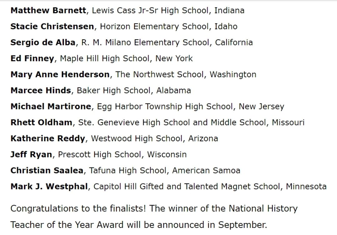 MarkJWestpfahl's tweet photo. 2 years ago today.
I still find it hard to believe that @Gilder_Lehrman honored me as the 2020 Minnesota History Teacher of the Year and named me a National Teacher of the Year Finalist.
#MNHToY #NHToY https://t.co/Dmlk6CXLDQ