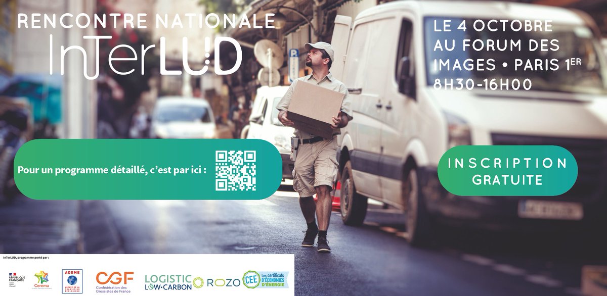 CeremaCom's tweet photo. ▶️RDV le 4/10 pour la 2e Rencontre Nationale #InTerLUD! Témoignages de collectivités et acteurs économiques engagés pour une logistique plus durable, enjeux de concertation, gouvernance, formation, et ateliers sur les outils d’accompagnement.
Inscription: https://t.co/BanoJuwgeM https://t.co/qJaWLss4OD