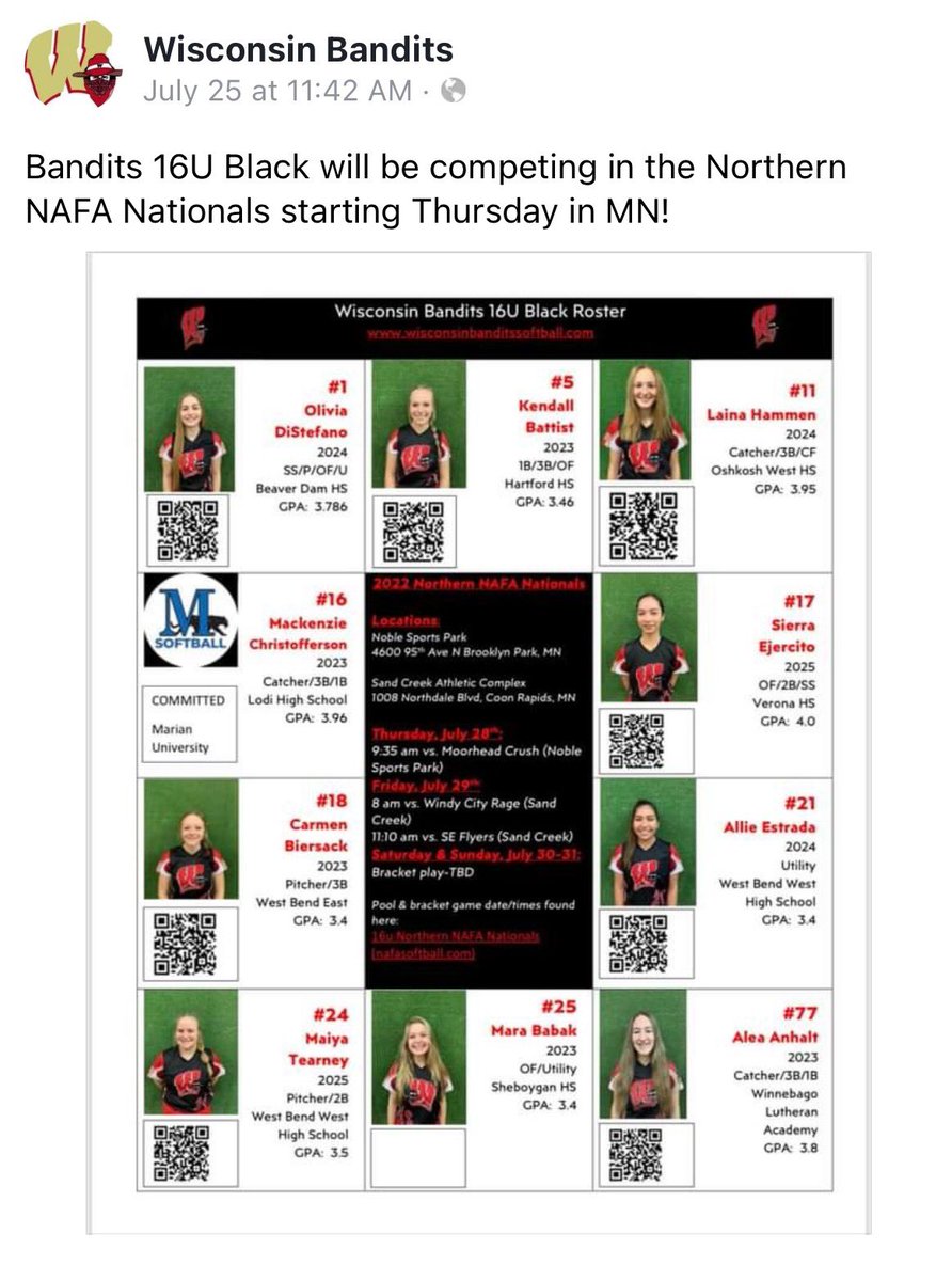 Excited to be playing at NAFA Nationals in MN this weekend!