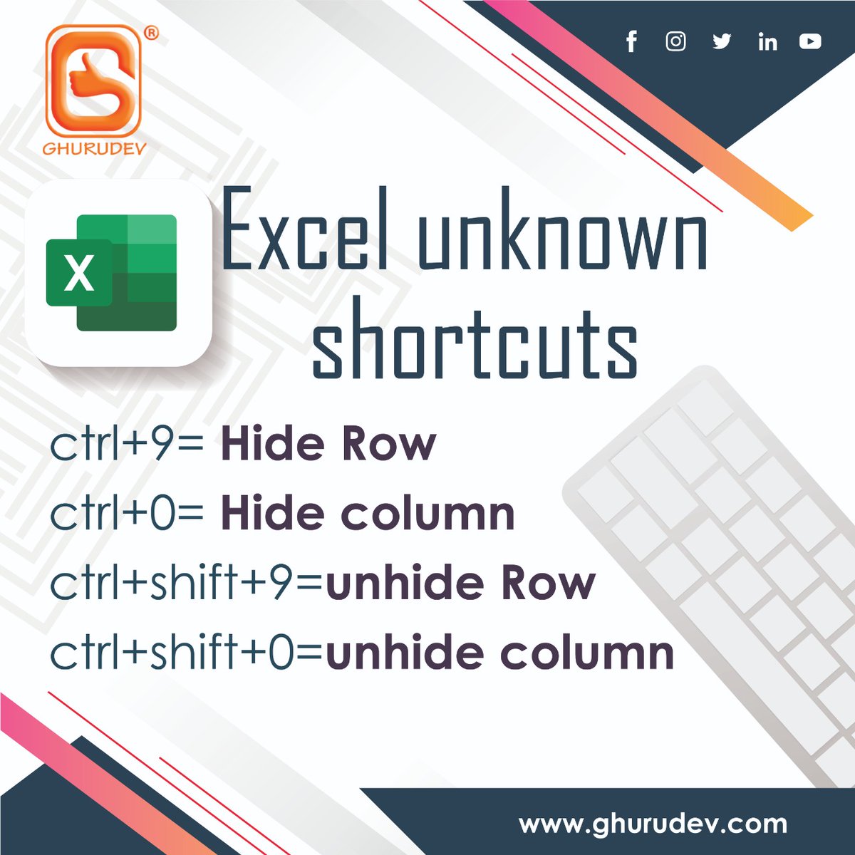 GhurudevE's tweet photo. Excel Unknown shortcuts
#excel #microsoft #microsoftexcel #office #word #o #powerpoint #business #data #msexcel #exceltips #microsoftoffice #windows #exceltraining #excelbasics #excelsheets #ghurudeveducation https://t.co/XhzLerJh4O