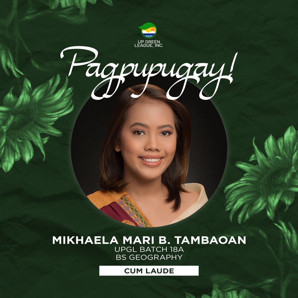 UPGreenLeague's tweet photo. UP Green League congratulates its graduating members this #Sablay2022! ๐ป Whatever our paths are in life, we may continue to #ProtectRestoreConserve our environment ๐๐๐ https://t.co/RHflwJfvVy