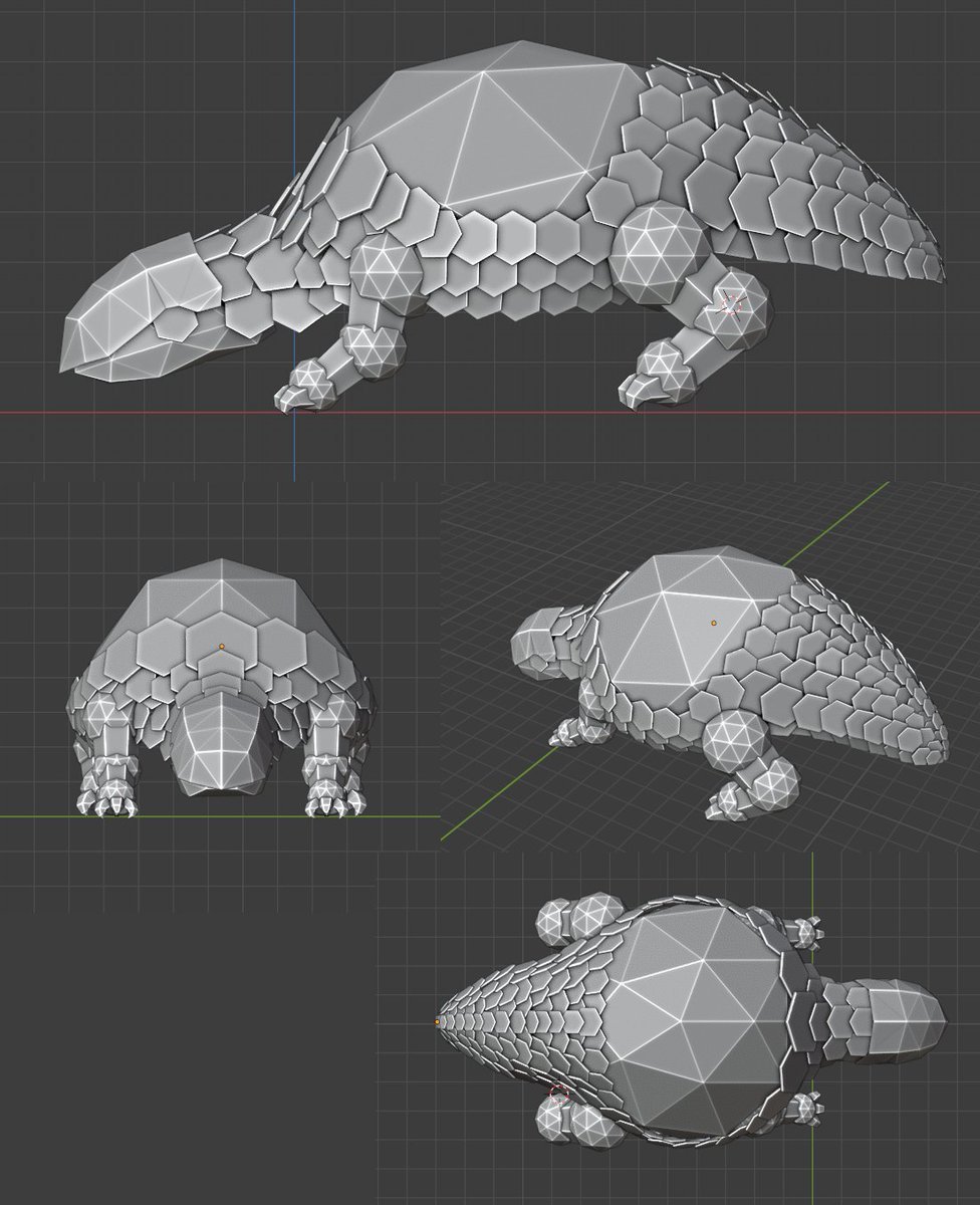 PaperCutterG's tweet photo. Early modeling to help us decide how many polygons we want and which details we just want to paint on. The colored, 2D art of this pangolin robot controlled by a sentient plant is shown in our latest dev diary! 
#3dmodeling #indiegamedev #indiedevhour #indiegames #unity #gaming https://t.co/ymjix2x6e2