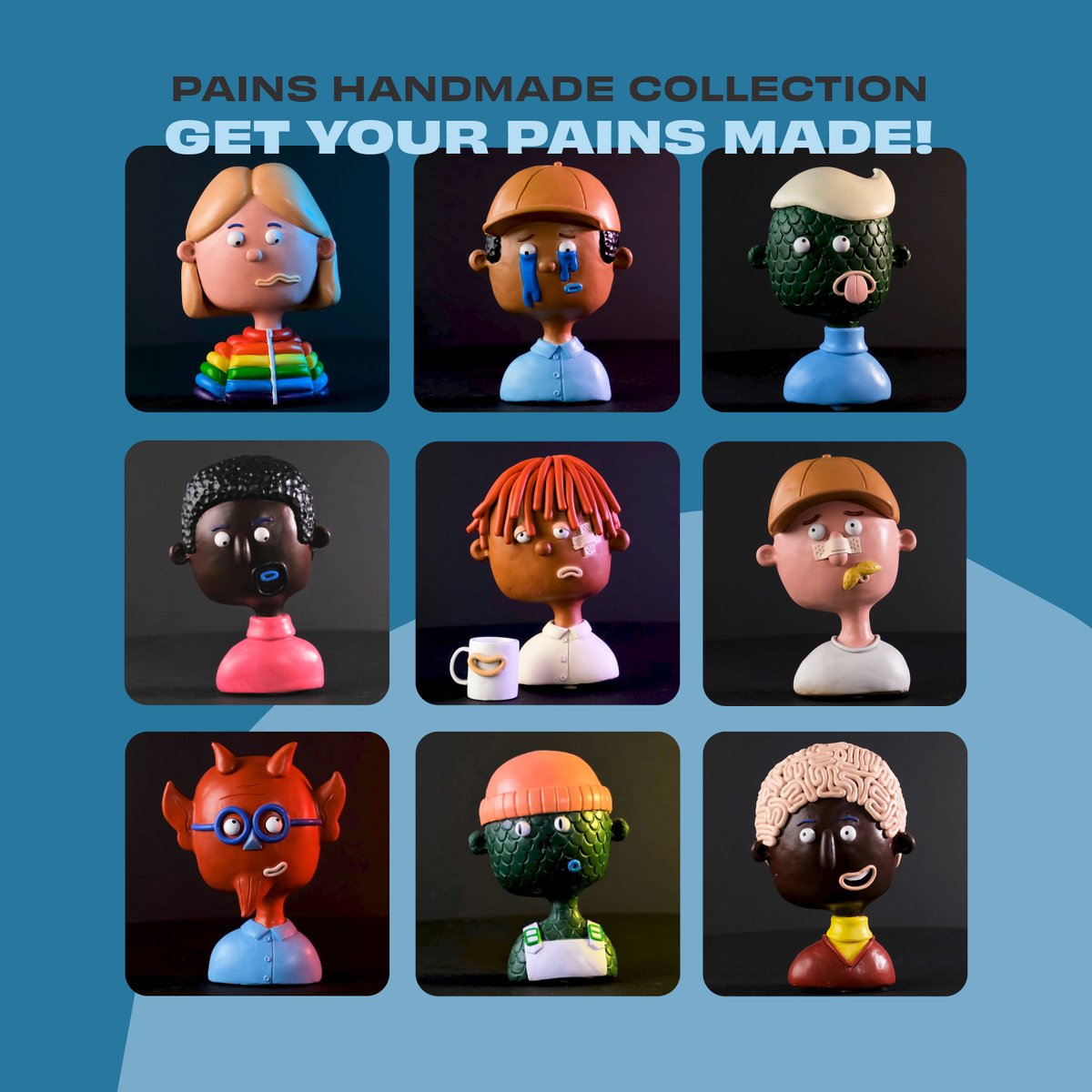 Who remembers our Growing Pains handmade squad?! 

We're partnering with <a href="/artano__io/">Artano.</a> to auction a #Pains 'Makers token' that will transform your favourite #NFT into a physical. 

One lucky bidder will have a chance to get any one of their PAINS made IRL! 

Dates: 🔜 

#Cardano