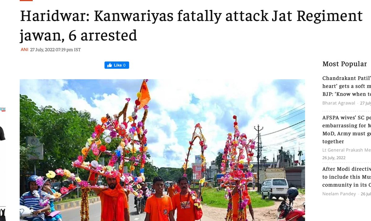 kavita_krishnan's tweet image. Kanwariyas lynch an army jawan, also a pilgrim visiting Haridwar for Gangajal, to death. No outrage over violent Hindu mobs ruling the streets, running amok in this season. No bulldozers. Outrage reserved for Muslim travellers praying quietly on a railway platform.