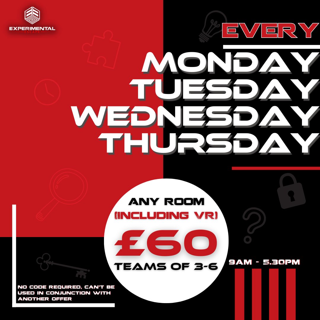 ExperimentalEsc's tweet image. We&apos;ve extended our amazing offer!! Don&apos;t miss out!! experimental-escape.co.uk/games/booking 
#leamingtonhour @LeamingtonHour
