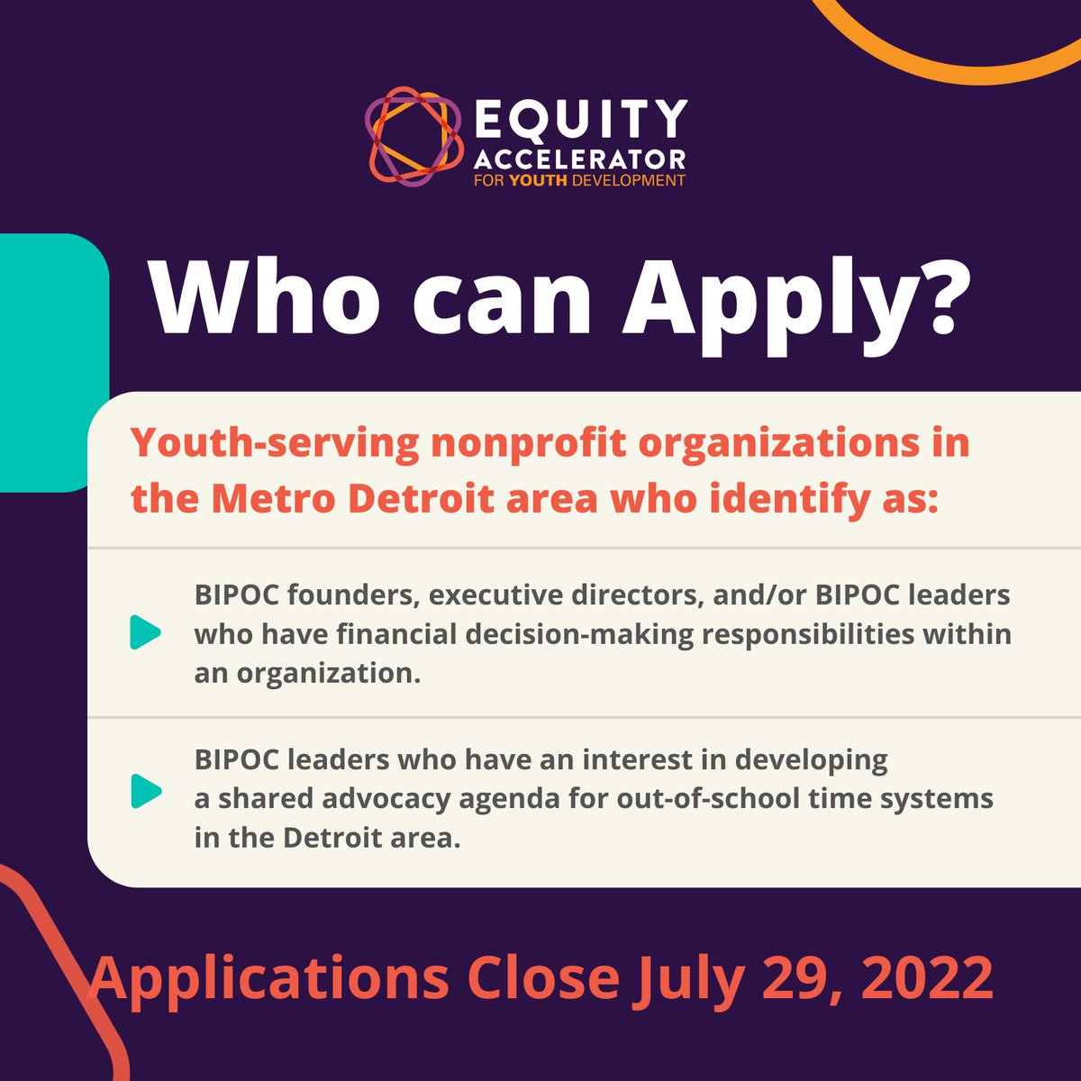 Hey BIPOC Executive Directors, Leaders, and Founders, there are two days left to apply! Join YDRC for our exclusive inaugural EAYD cohort! We've curated a safe space for you to build your advocacy muscle and form a community. detroitydrc.org/eayd
