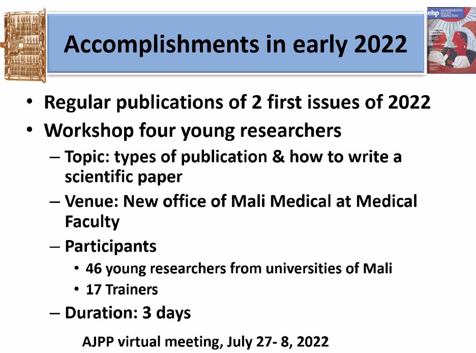 AJPPEditors's tweet photo. Continued progress for the @MaliMedical team in publishing and training editors!
https://t.co/rsYZmm60vZ
@EHPonline @nejm @Anafrimed_AAM https://t.co/7axuHJZwLn