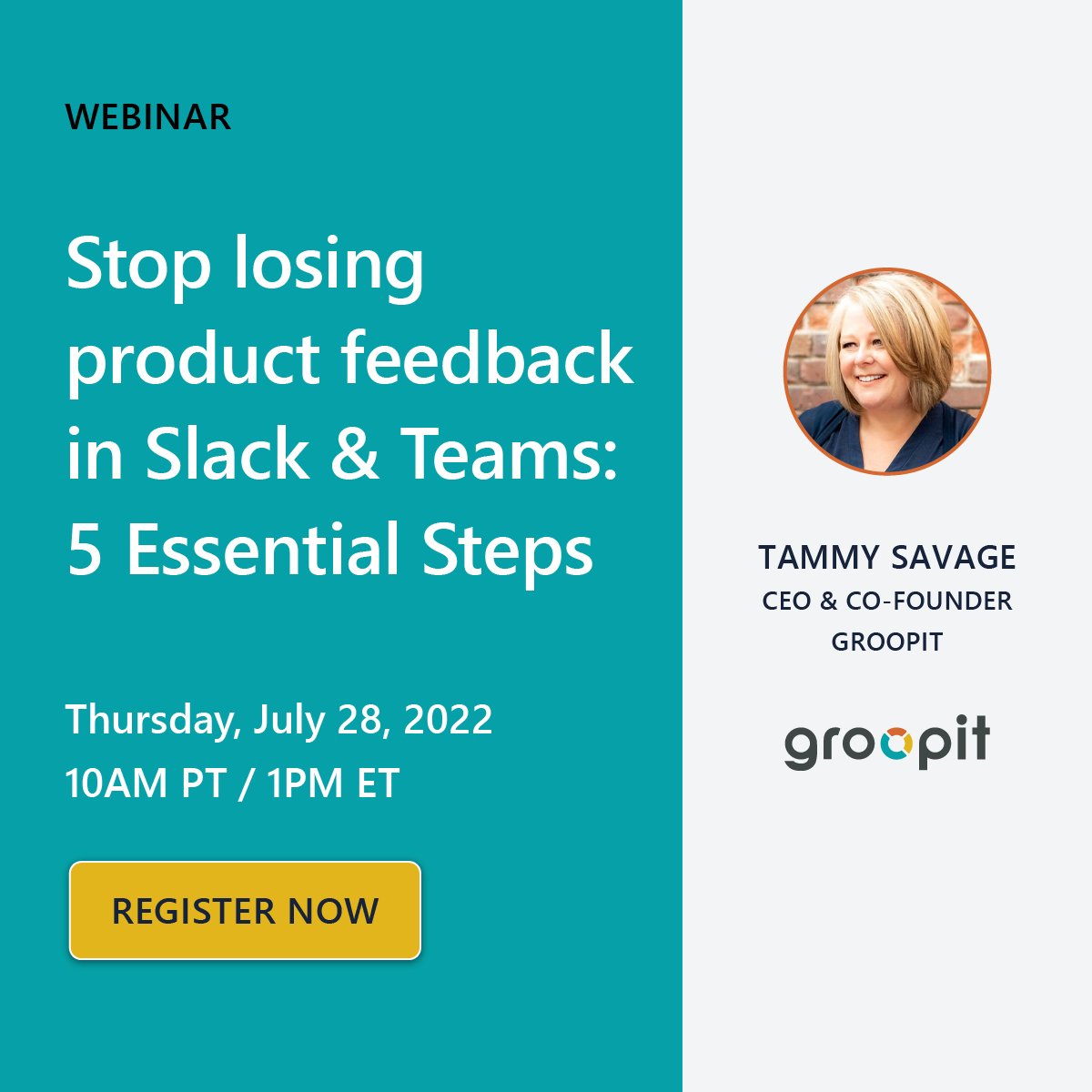 [ REMINDER ] 🔥TOMORROW, JULY 28 Join @groopit_co & stop losing product feedback from #Slack & #MicrosoftTeams. 

Register now: link.groopit.co/3zoh36G
 
#groopit #crowdsolving #msteams #microsoftteams #saas #productfeedback #Slack